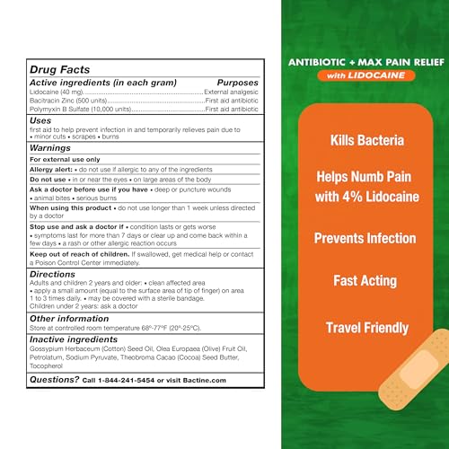 Antibiotic and Pain Relief Ointment for Minor Cuts and Burns with Lidocaine