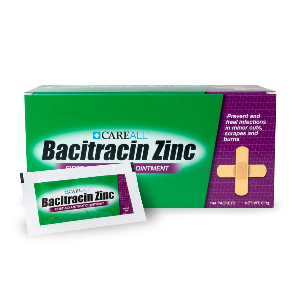 First Aid Bacitracin Ointment 0.9gr Foil Pack (144 Pack) - Prevent and Heal Infections for Cuts, Scrapes, Burns