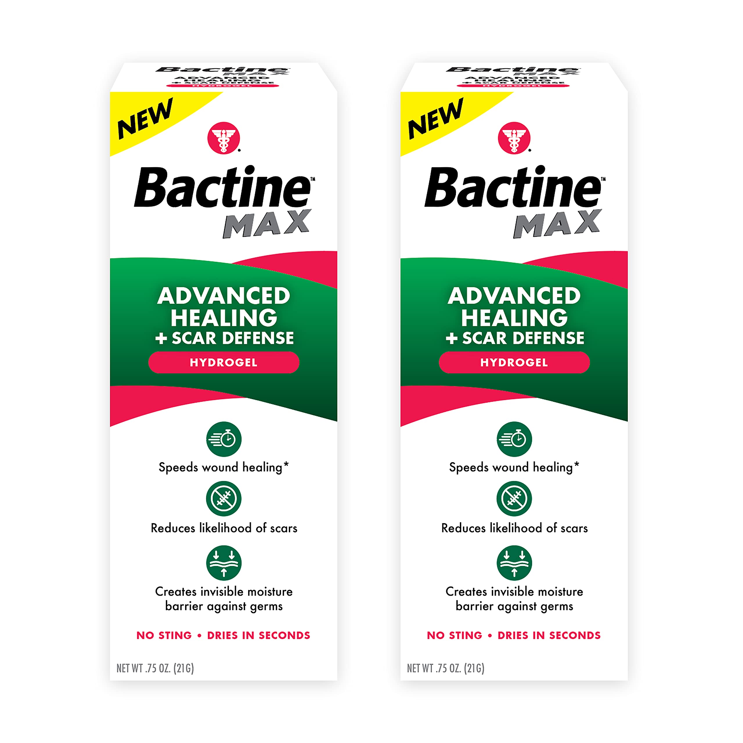 Bactine MAX Fast-Healing Hydrogel with Scar Defense - Natural Ingredients - 2 Pack