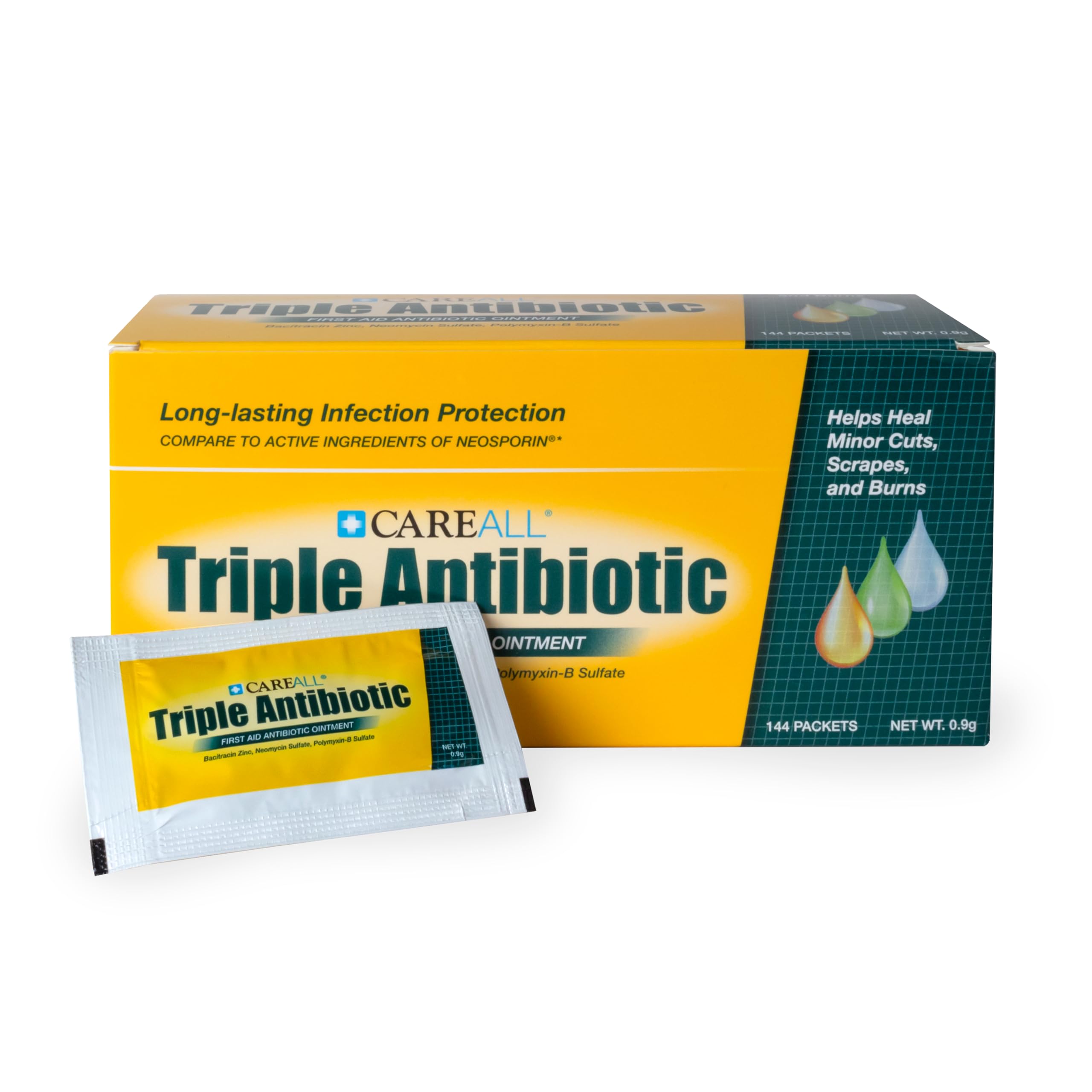 Triple Antibiotic Ointment for Minor Cuts, Scrapes, and Burns (144 Pack) - Prevents Infection